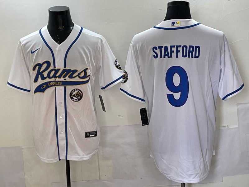 Men 2025 Los Angeles Rams 9 Stafford white Joint Name Nike Limited NFL Jersey style 006